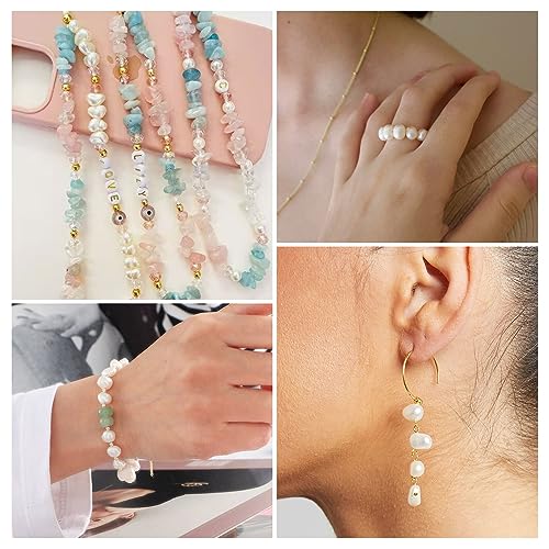 Image of Beadthoven 100pcs Natural Freshwater Pearl Beads 7~8mm Large Hole 1.6mm Irregular Pearl Beads for Necklace Bracelet Jewelry Making Nylon Cord Leather Crafts