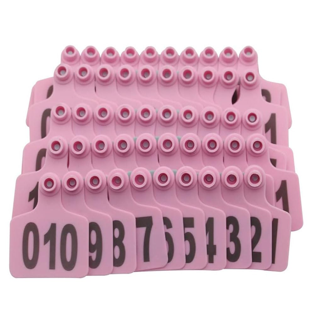 Kolczyki do identyfikacji zwierząt, Plastikowe kolczyki dla zwierząt gospodarskich Wielokolorowy numer 001-400 Dla bydła Owca Koza Świnia(Adult Cattle,Pink 301-400)