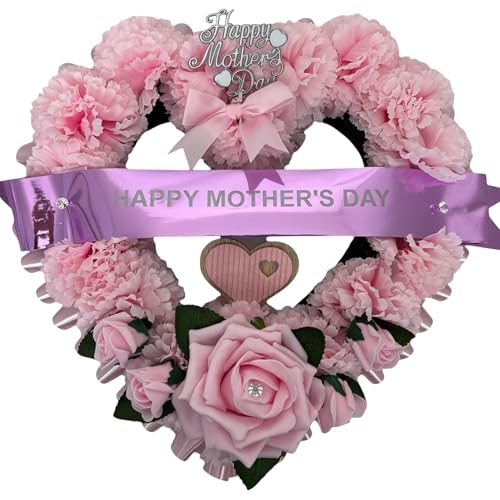 Funeral Flowers Wreath Heart mother's day pink flowers Memorial Tribute Artificial tribute mum, dad, gran, nan