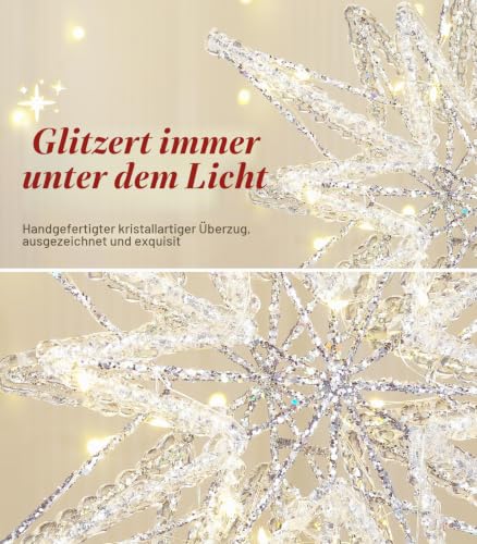Luxspire Weihnachtsbaumspitze, beleuchtet Stern Baumspitze mit USB Plug-in&Fernbedienung, 9,8" LED Metall Dekorationen Licht… – Ansicht 3