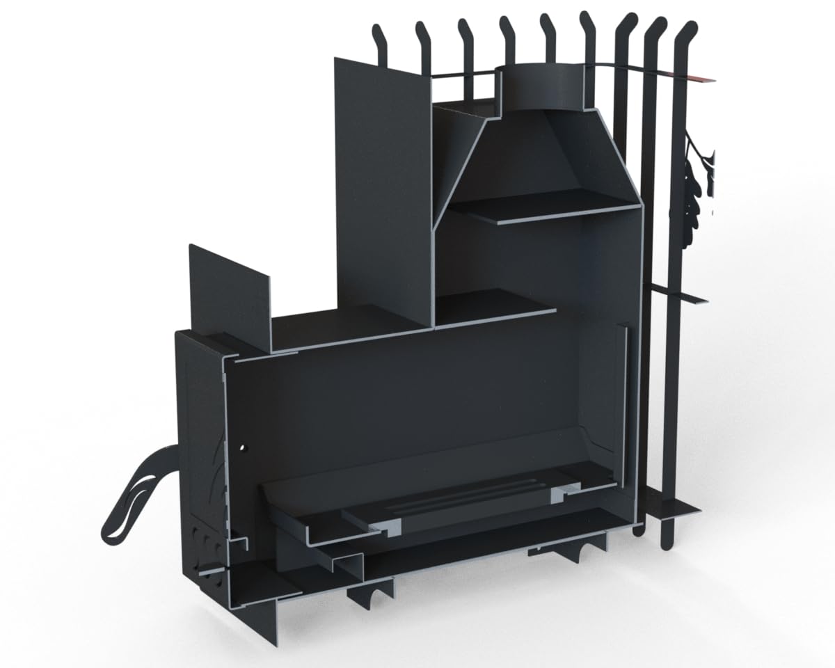Zestaw Piec do Sauny na Drewno 16.5 kW z Kominem i Osłonami Zewnętrzny lub Wewnętrzny Załadunek Zestaw Montażowy 80 kg Kamieni Diabaz Stal 3 mm 6–12 m³ (Załadunek Pieca od Zewnątrz)