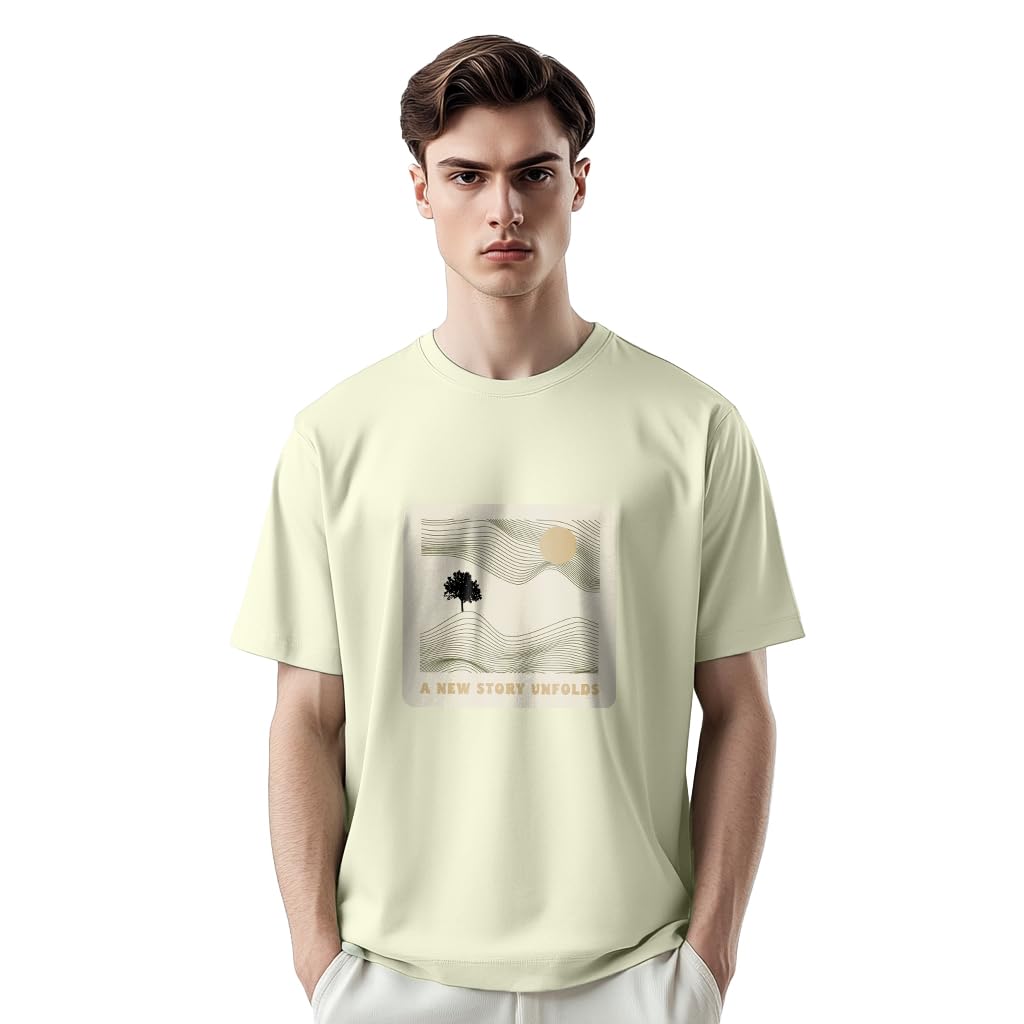 NOBERO Camiseta de algodón con estampado gráfico de ajuste regular para hombre