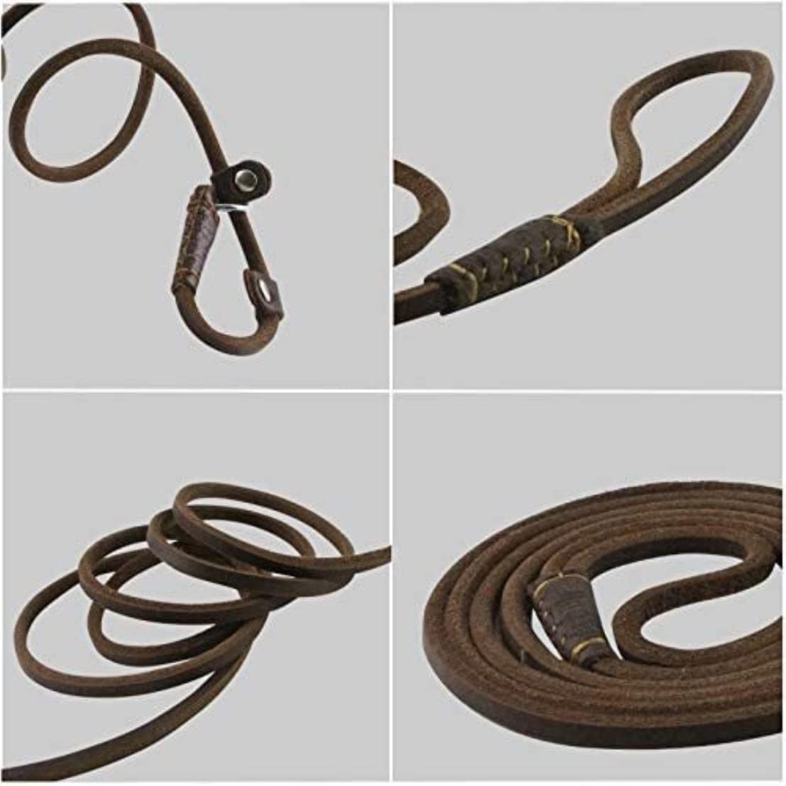 Correa Perro Correr Correa de Cadena para Perro, Collar Deslizante para Mascotas, Correas para Caminar, Cuerda Cuero Genuino para Perros, tracción para Cachorros Antideslizantes Reforzada