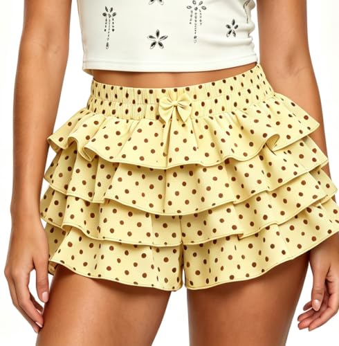 Image of Women Layered Gingham Shorts Cute Bloomers Plaid Shorts | Gingham Ruffle Shorts, Polka Dot Mini Bloomer Shorts, Micro Boyshorts, Tiered, Checkered, Lolita Outfits, Going Out