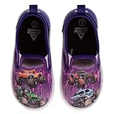 MonsterJam Lowtop Canvas Shoes - Monster Trucks Gravedigger El Toro Loco Megalodon Sneakers - Black Purple (Size 11 Little Kid)
