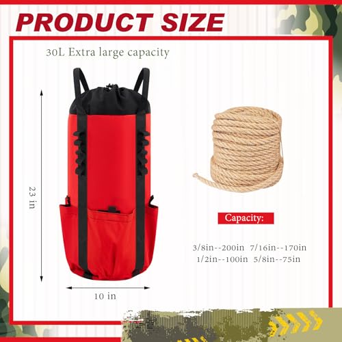 LOYIM Arborist Rope Storage Bag 30l Tree Rock Climbing Rope Arborist Equipment Bucket Backpack Waterproof Throw Line Bag Large Capacity with Side Storage Pockets Tough Rock and Tree Climbing Gear - Thumbnail 3
