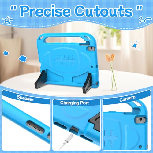 BMOUO Kids Case for iPad 9th/8th/7th Generation (iPad 10.2 Inch, 2021/2020/2019) with Built-in Screen Protector, Durable Shockproof Handle Stand iPad 9th 8th 7th Generation Case for Kids, Blue