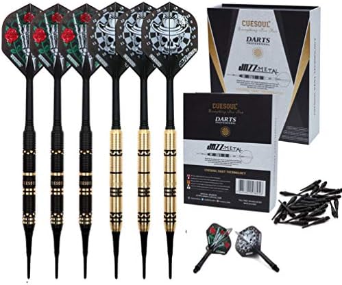 CUESOUL Jazz - Soft Tip Darts Set 19 Grams with 6pcs AK5 Plastic Integrated Flights & 36pcs Plastic Tips for Electronic Dart Board