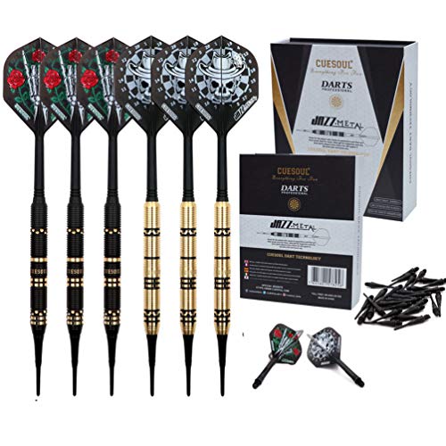 Cuesoul Jazz - Soft Tip Darts Set 19 Grams With 6Pcs Ak5 Plastic Integrated Flights & 36Pcs Plastic Tips For Electronic Dart Board #TOP25