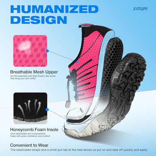 Image of SIMARI Water Shoes for Women Men - Barefoot Quick-Dry Aqua Socks | Lightweight Swim Shoes for Surfing, Swimming, Beach Sports, Kayaking, Diving | Non-Slip Design