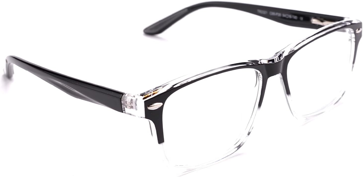 Intellilens | Zero Power Blue Cut Computer Glasses | Anti Glare, Lightweight & Blocks Harmful Rays | UV Protection Specs | For Men & Women | Black | Square | Medium