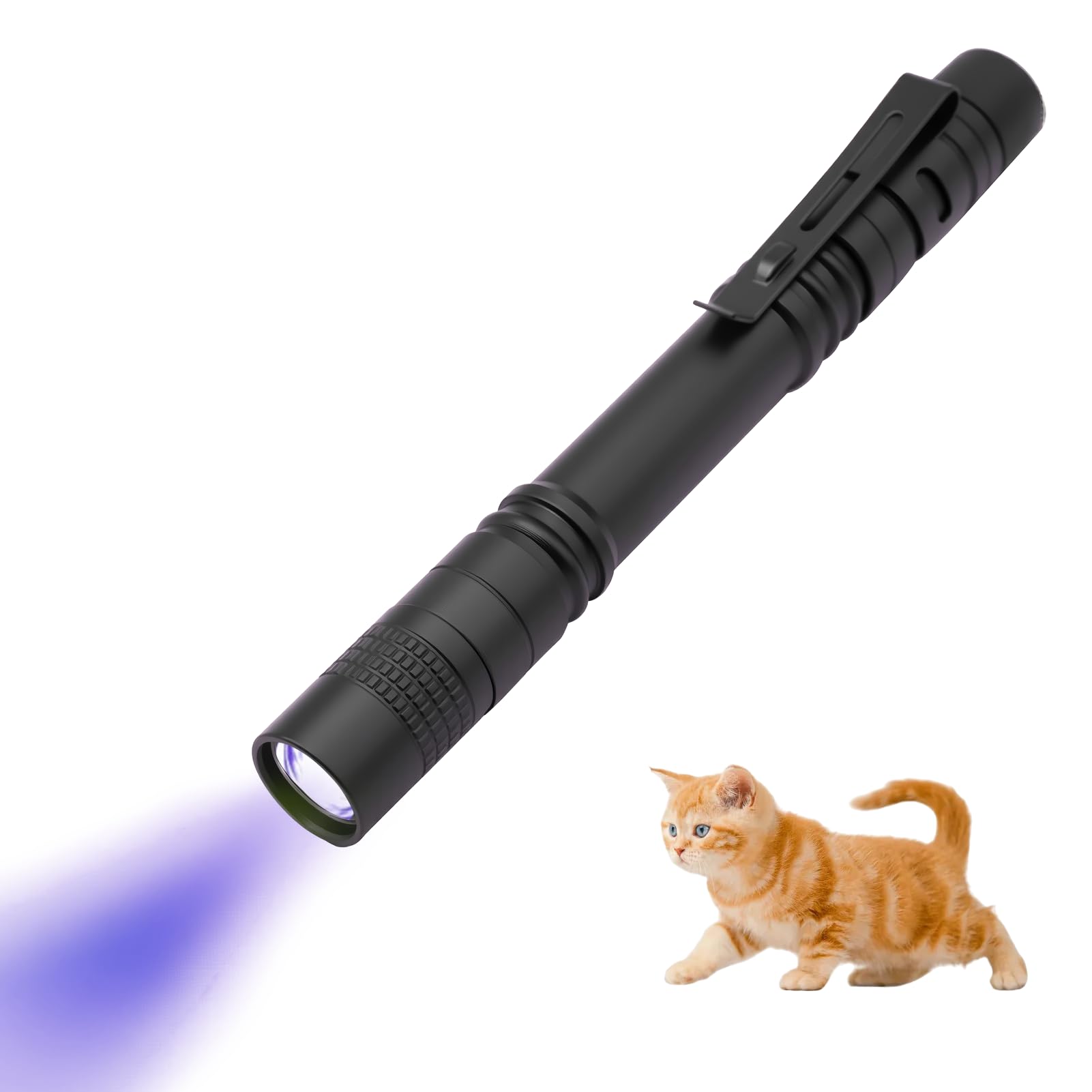 Lubgitsr 365nm UV Torch,Ultraviolet Flashlight with Clip High UV Purity Small Ultraviolet Light Powered by 2 AAA Batteries (Included) Black Light Detector for Pet Urine on Floors/Carpets