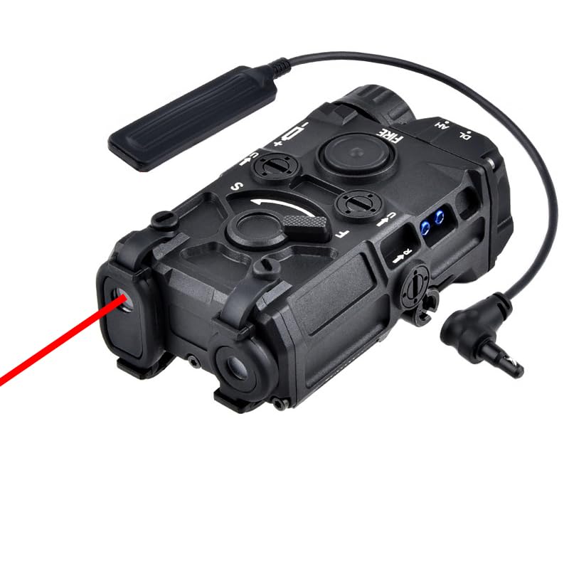 Nylon Box Aiming OG Laser Sights(with Red/Green/Blue Laser+IR Laser+White Flashlight), & M600C Strong LED Flashlight, & AX Modular Dual Wire Remote Pressure Switch(SF+Crane Plug) Combo,Black