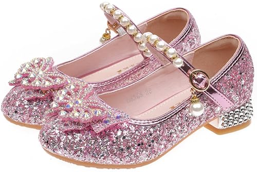 Mary Janes fille à talon en cristal et perles pour cortège de mariage