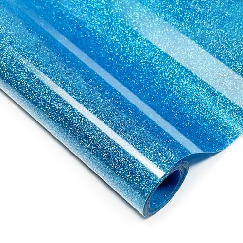 Yiwloer Blue Glitter HTV Heat Transfer Vinyl 12 x 5ft lron on Vinyl for T-Shirt Ironing Vinyl HTV Easy to Cut and Weed The Best Choice for DIY Creativity