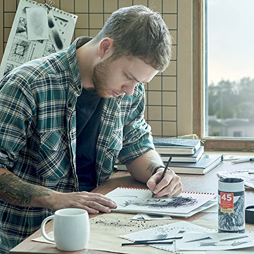 Arteza Willow Charcoal Sticks, Set Of 45, Assorted Sketching Charcoal — Thin 3-6 Mm, Medium 6-8 Mm, And Thick 10 Mm, Art Supplies For Professionals, Students, And Hobbyists #TOP4