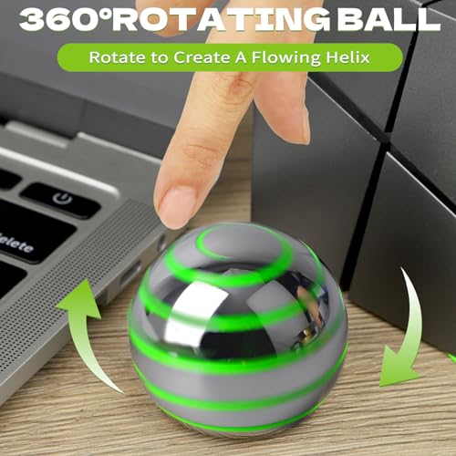 Image of Dilabnba Kinetic Spinner Toy for Adults Kids, Optical Illusion Metal Desk Gyro Ball for Focus Sensory Play, Silent Fidget Toy, Pocket Gadget with Travel Case (1.5'' Silvery)