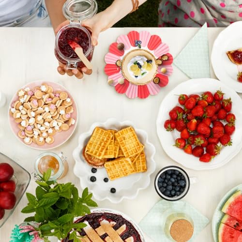 Assiettes en papier jetables légères fleur | Solution 150 pièces pour éviter la vaisselle - 6