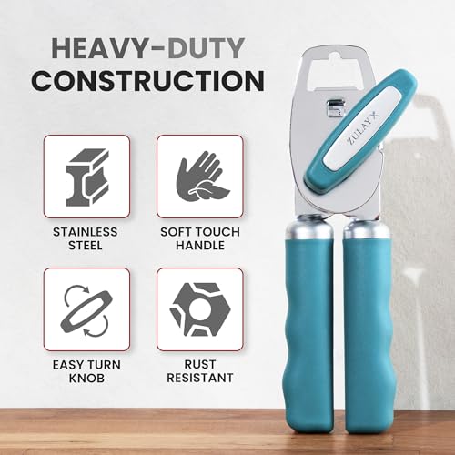 Image of Zulay Kitchen Manual Can Opener Heavy Duty Patented Stainless Steel, Slate
