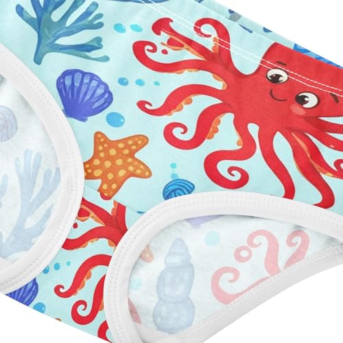 Girls Underwear Toddlers 2t Cotton Panties for Girl Funny Undies Kids Briefs Cute Red Cartoon Octopuses Blue4