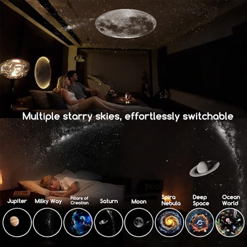 Image of 2-in-1 Galaxy Projector Night Light with 12 Sliding Projection Films, Adjustable Brightness 360 Rotating Design and USB Power for Car and Bedroom Decoration for Adults and Kids | Adjustable Brightness 360 Rotating Design and USB Power for Car and Bedroom Decoration for Adults and Kids (12 Slides)