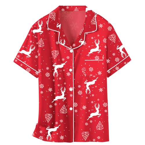 Image of Schbbbta Girls Womens Pajamas, Satin Silky Pjs Set Kids 2Pcs Button-Down Nightwear Sleepwear Gift for Mommy and me