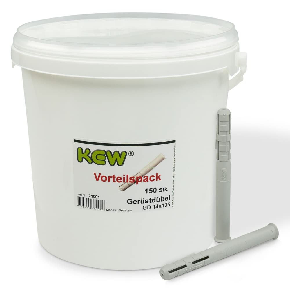 KEW 150 tacos para andamios GD – tacos de expansión larga – con bloqueo de giro – para hormigón, piedra, etc. – 14 x 135 mm – Juego de 150 unidades