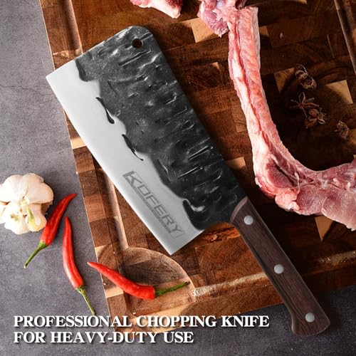 KOFERY-Professional-9-Inch-Bone-Chopping-Butcher-Knife-Hand-Forged-Heavy-Duty-Meat-Cleaver-for-Home-Kitchen-and-Restaurant-Precision-Cuts-with-Stainless-Steel-Blade