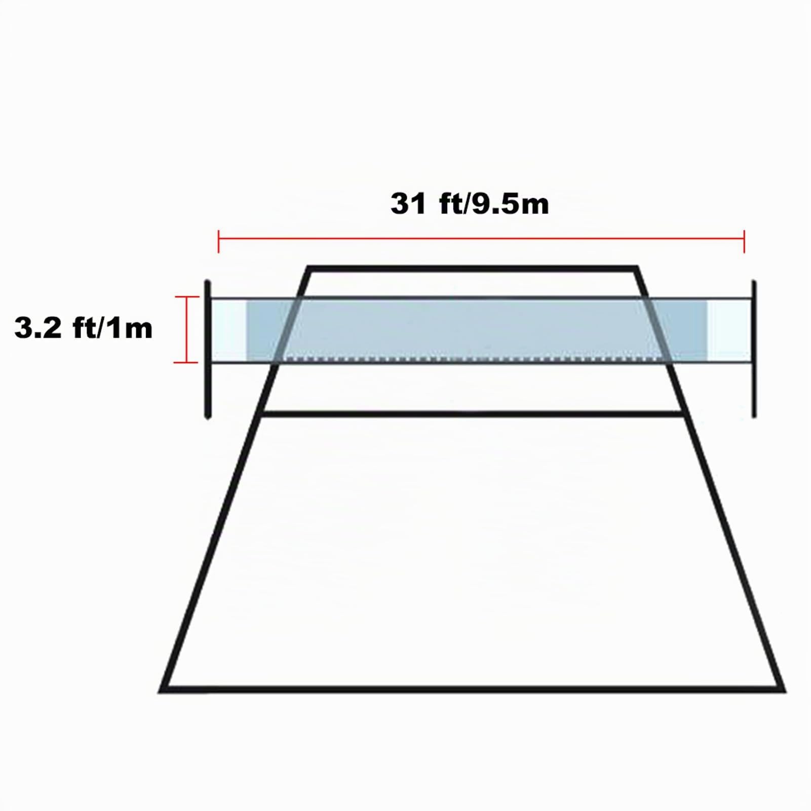 Rete di ricambio per pallavolo, pieghevole, 9,5 m x 1 m, per giardino, spiaggia, sport, per volano, tennis, pallavolo, con borsa per il trasporto
