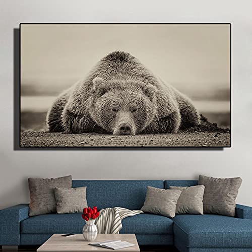 Dier Canvas Schilderij Zwarte Beer Liggend Op De Grond Poster Print Modern Wall Art Foto Voor Woonkamer Home Decor… - Image 4