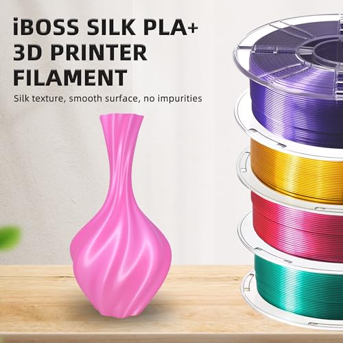 Image of iBOSS Silk Filament PLA+ 1.75mm Clog-Free Shiny 3D Printer Filament, 1kg Spool (2.2lbs), Dimensional Accuracy + /- 0.02 mm, Fit Most FDM Printer(Silk Pink)