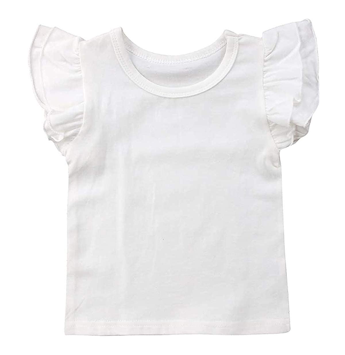 Toddler Girls Tops, Kids Plain T-shirts Baby Girl Cotton Short Sleeve Tee Summer Clothes for Girls (White, 2-3 T)
