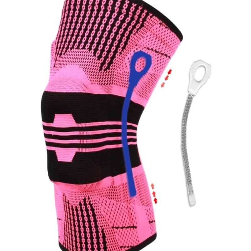 Exercise, protection Thickened Silicone Spring Strip Support Knee Pads for Fitness Sports Knee Pads with Pressure Protection for Fitness, cycling, running, playing football(Blue,Medium)