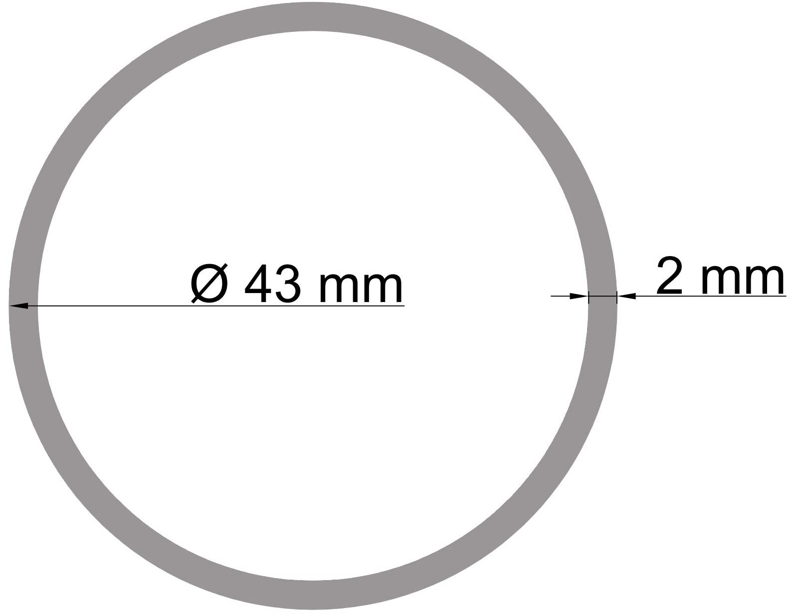 TIBU Aluminium Rundrohr Ø 43 x 2 mm Schwarz eloxiert RAL 9005 Länge: 2000 mm / 200 cm / 2,0 m