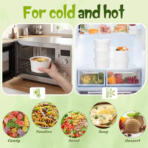 Image of Fulmoon 15 oz 100 Pack Paper Containers with Lids Soup Bowl Cup, White