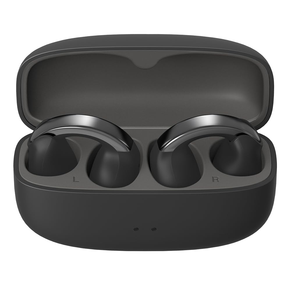 JVC Nearphones HA-NP1T-B, Cuffie in stile Earcuff con archetto lucido, vestibilità comoda, connessione multipoint, Bluetooth 5.3, autonomia di 24 ore, compatibili con app - Nero