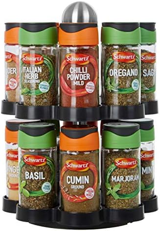 Premier Housewares Spice Rack, Spice Jars, Spice Rack with Spices Included, Spice Racks Free Standing - 16 Bottles