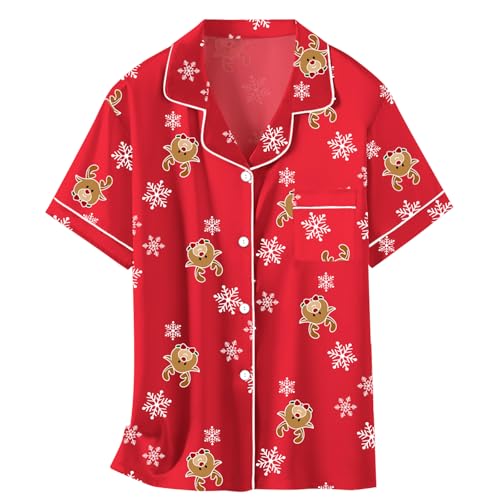 Image of Schbbbta Girls Womens Pajamas, Satin Silky Pjs Set Kids 2Pcs Button-Down Nightwear Sleepwear Gift for Mommy and me