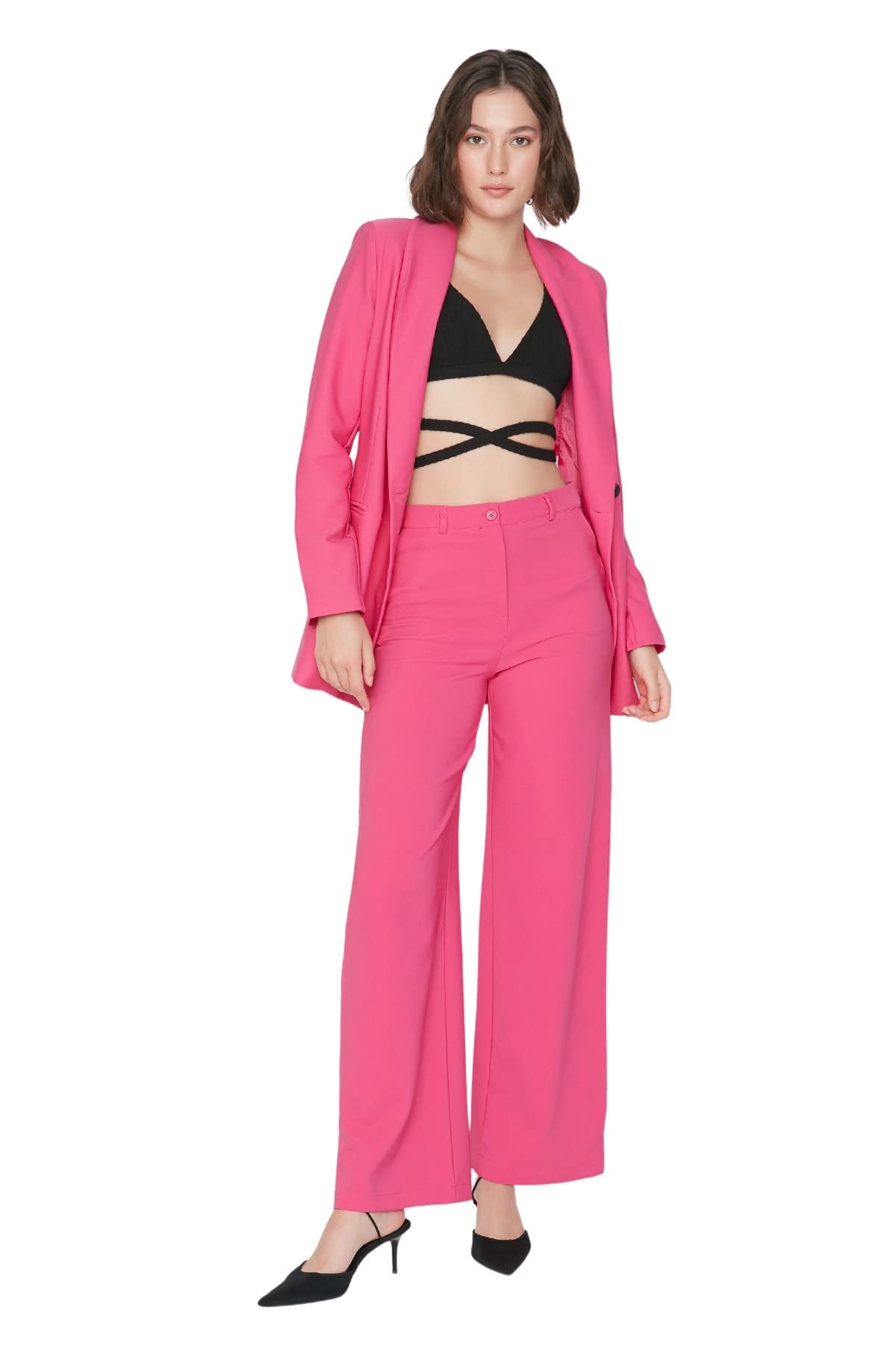 Trendyol Woman Wide Leg Pants, Fuchsia, 34