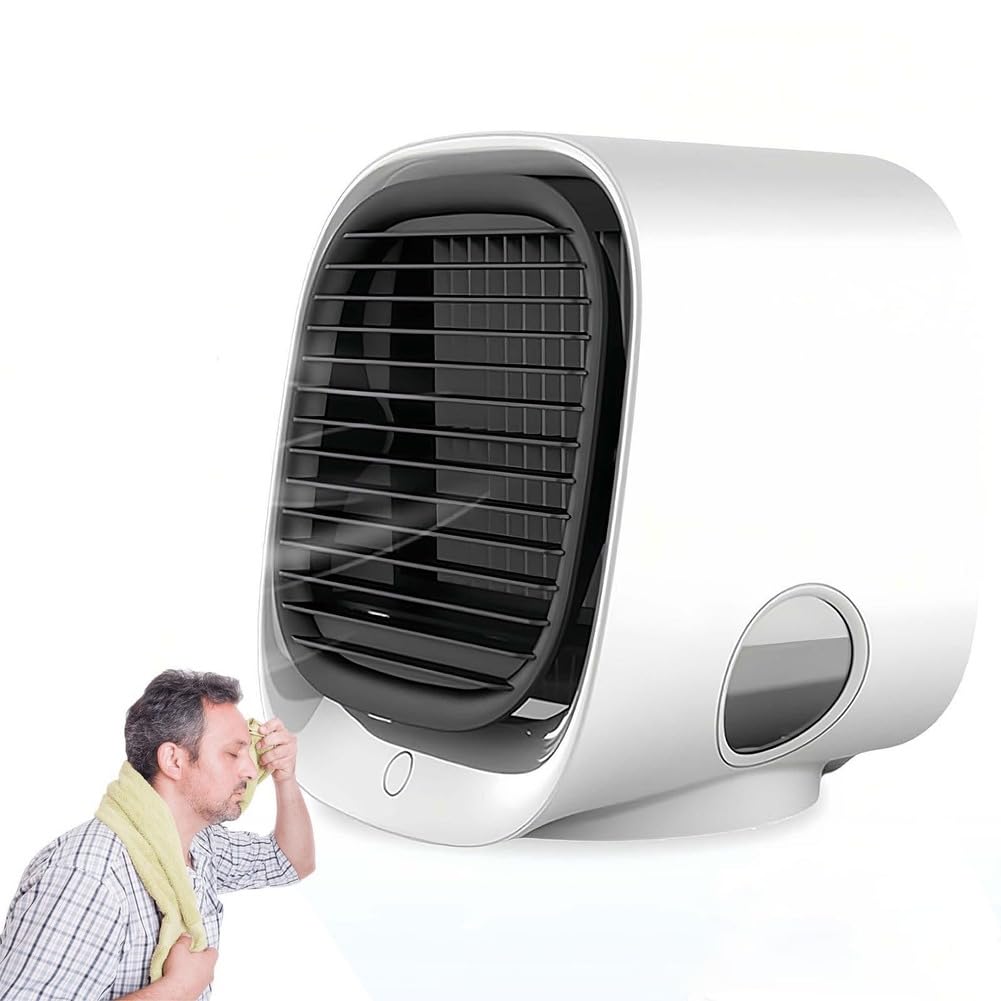 Ventilador de refrigeración de aire portátil con humidificador y luz nocturna para comodidad en habitaciones pequeñas