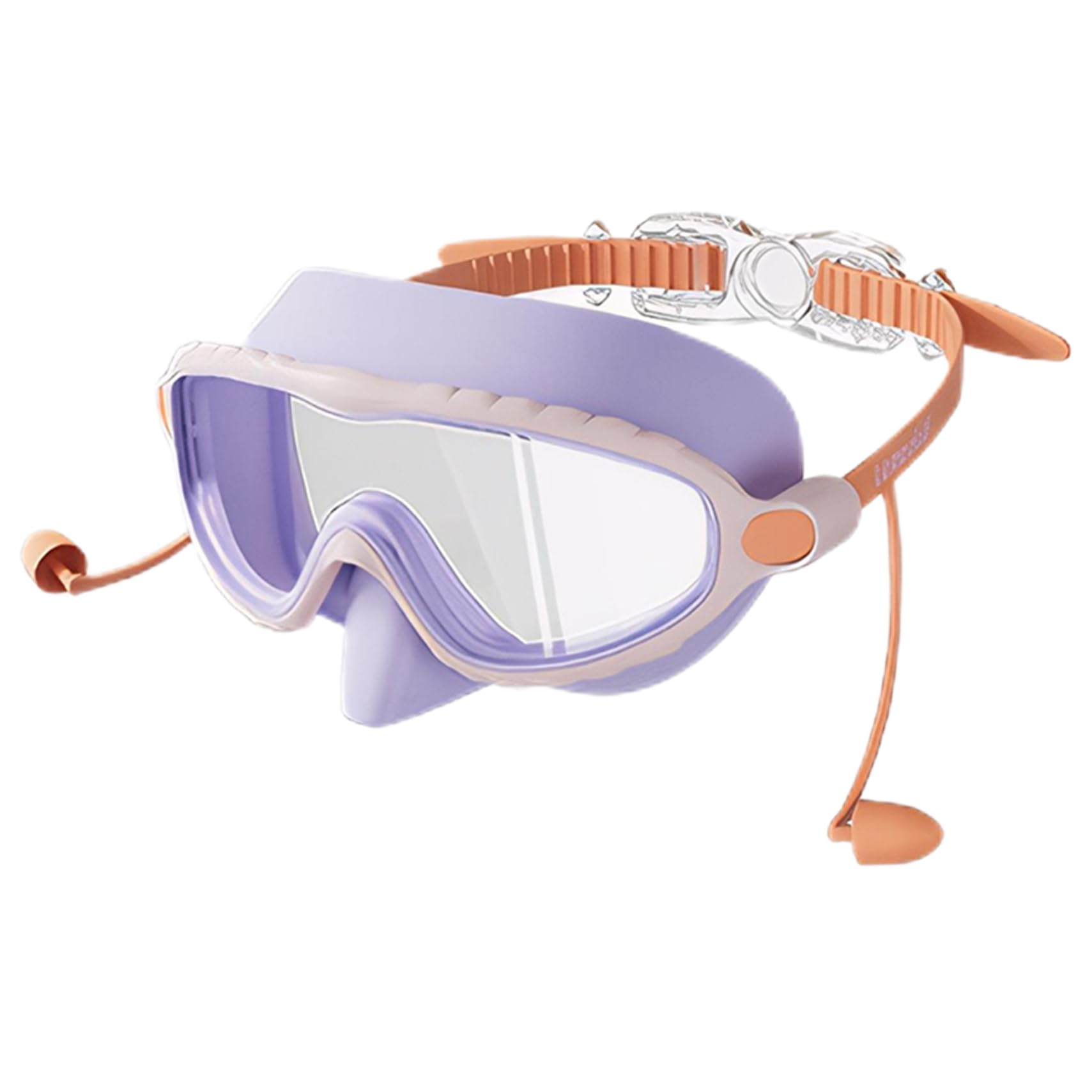 Pesoncarl Kids Goggles with Nose Cover, Anti-Fog Clear Adjustable Toddler Swim Goggles with Ear Plugs, No Leak Wide View Soft Clip on Swim Mask for Kids Youth 3-15, Purple, Pool Floats