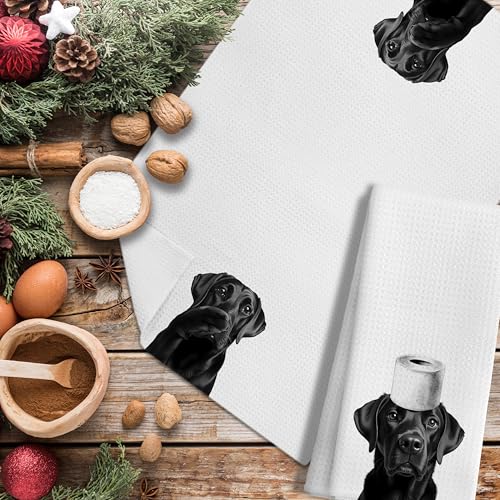 Funny Black Labrador Retriever Hand Towels for Bathroom Decor Set of 2, Black Lab Gifts,Dog Mom Gifts, Dog Bathroom Decor, Funny Kitchen Towels, 16x24 Inches - Image 5