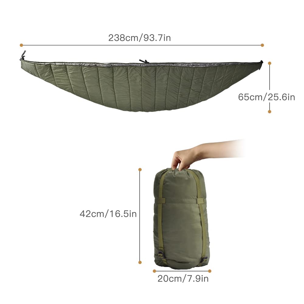 Pongnas Hamak Underquilt Camping Underquilt do Hamaka 20D -Stop Nylon Lekki, Odporny na Rozdarcie, Wiatroszczelny z Workiem na Kemping Piesze Wycieczki z Plecakiem