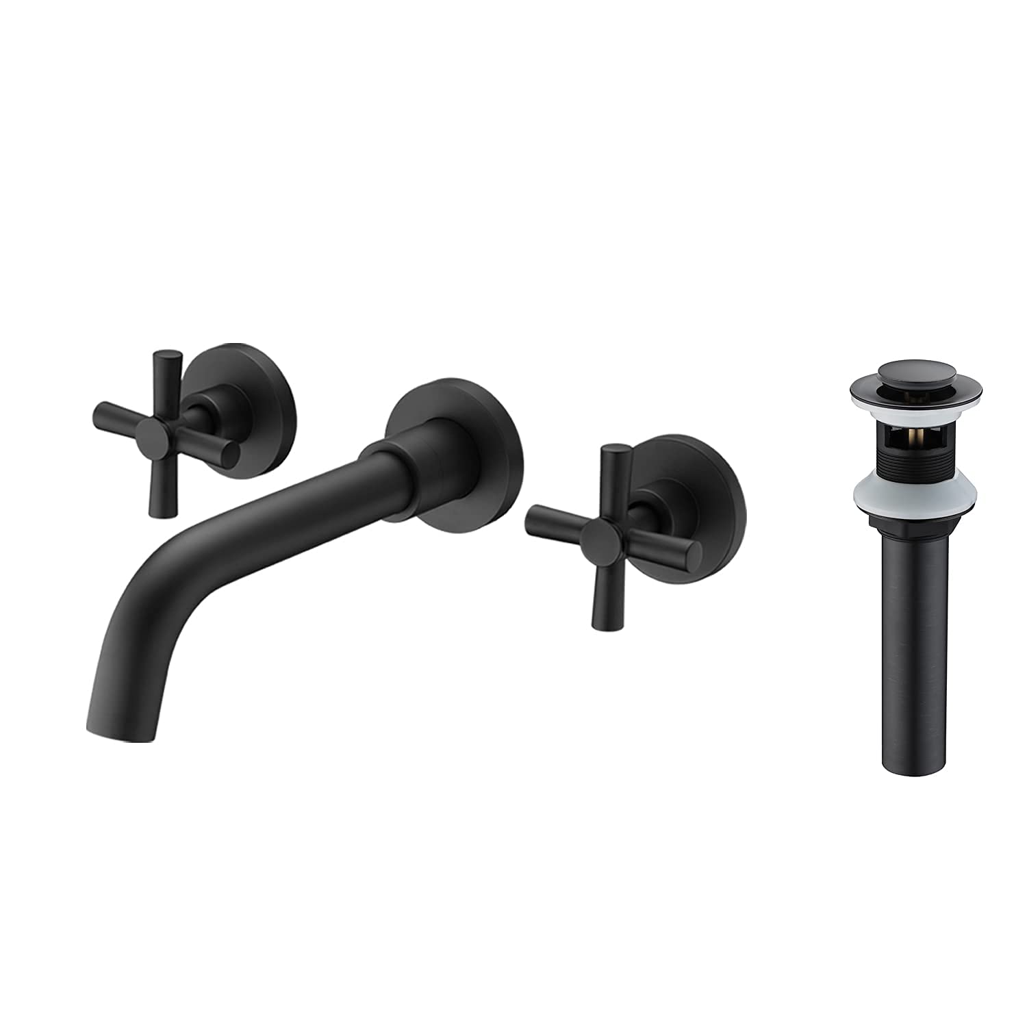 Hcfyauis Black Wall Mount Bathroom Faucet S1386di + Pop Up Drain S7306o Bundle