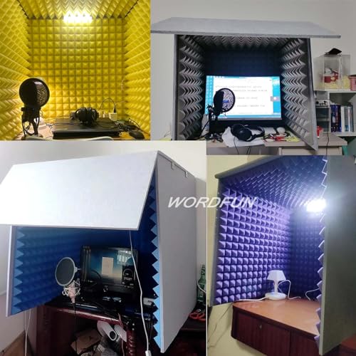 WORDFUN Cabina Vocal Portátil para Grabación, Cubo de Espuma para Micrófono, Cabina de Estudio en Casa, Sala Aislante Acústica, Cubierta de Escritorio para Audio de Calidad de Estudio miniatura 7