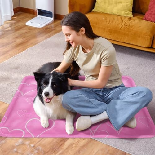 Kühlmatte Hund,60x50cm Kühlmatte Katze Rosa,Kühldecke Hund mit Selbstkühlend Ungiftiges Gel,Kühlmatte für Hunde&Kühldecke Katze Wasserdicht Reißfest Faltbare,Katzen Kühlmatte für Katzen und Hunde