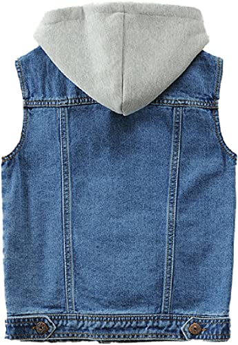Cromoncent Boy's Hooded Sleeveless Denim Vest Outerwear Jackets2