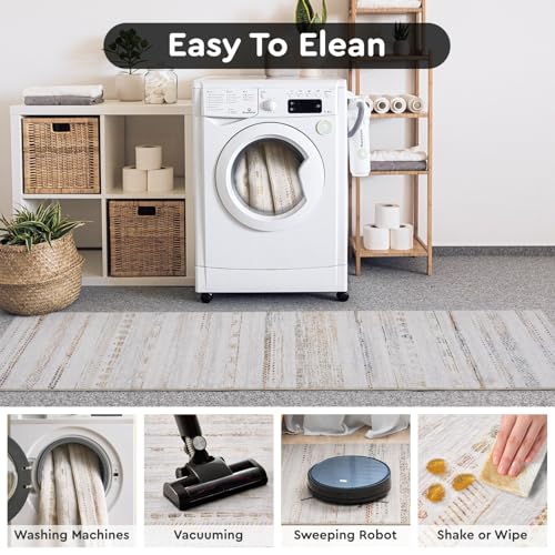 2x6 Runner Rug Machine Washable Non Slip Area Rug Distressed Neutral Moroccan Boho Rug Ultra Soft Floor Runners for Hallways for Entryway Laundry Room Kitchen, Multi-Color