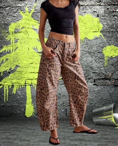 Vintage Y2K Cargo Jeans for Women Barrel Baggy Jeans Wide Leg High Waist Midrise Button Fly Causal Denim Pants4