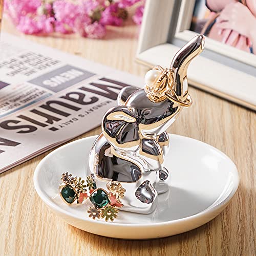 Image of PUDDING CABIN Elephant Ring Holder - Womens Birthday Gift - Good Luck Elephant Gift for Women, Girls, Bedroom or Vanity Decor, Chrismtas Mothers Day Valentines Wedding Gifts Ideas